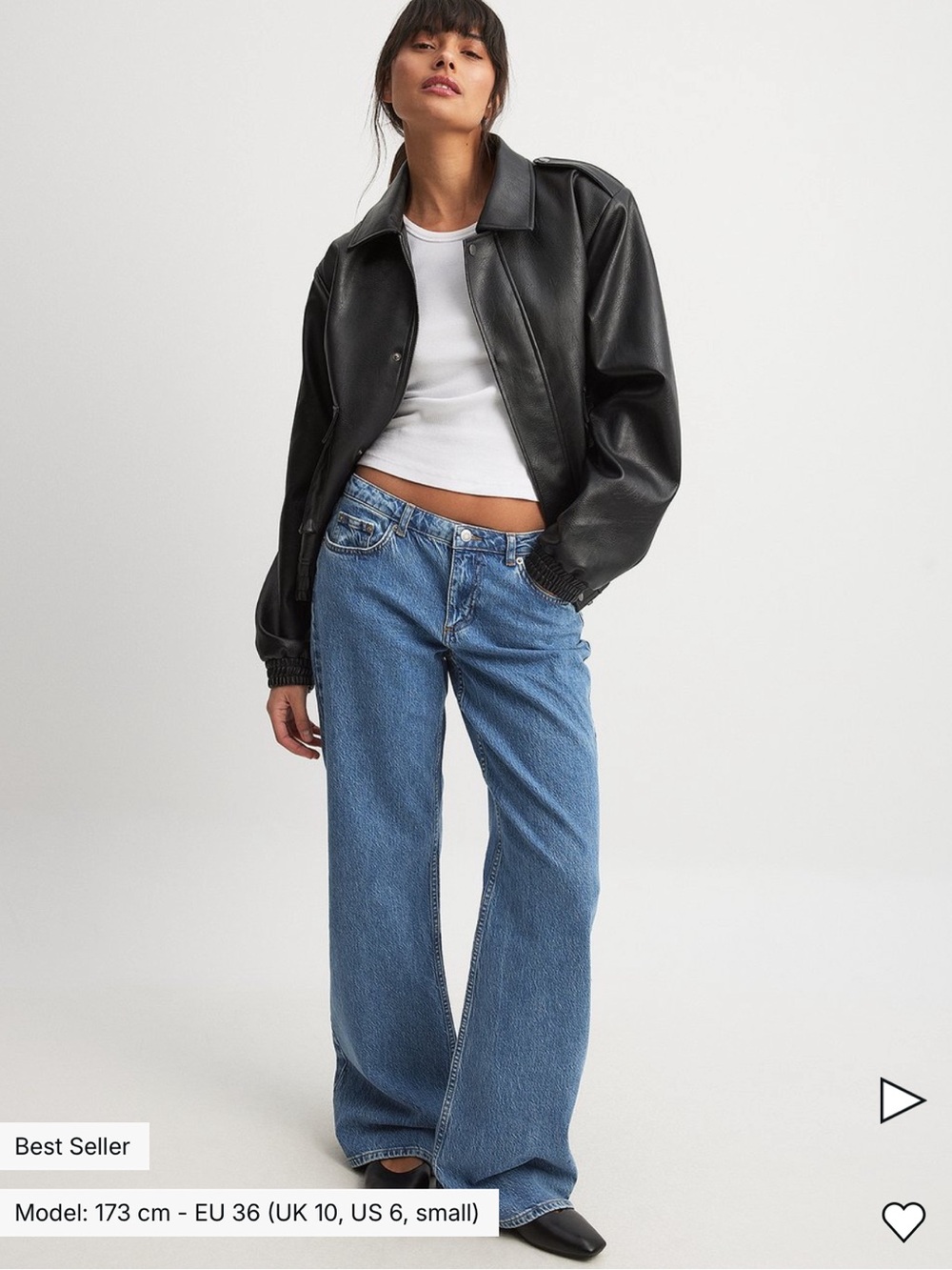 Low-Waist Wide-Leg Jeans in Mid Blue